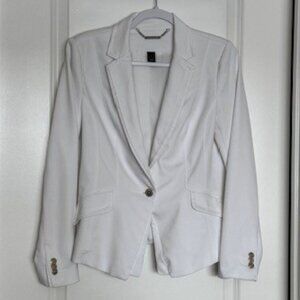 White House | Black Market cropped white blazer with single button, size 8
